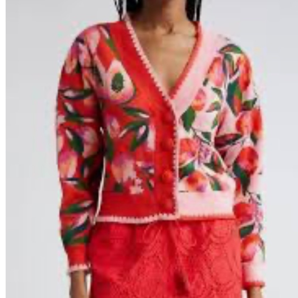 Farm Rio mixed papaya, knit cardigan XL Amaya papaya love Island - Picture 14 of 14